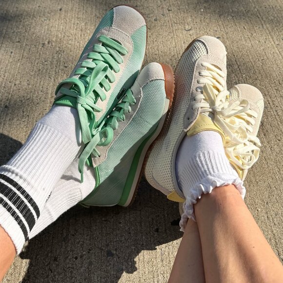 NEW Lacoste + Free People Movement Club Low Sneakers Size 6 Mint + White - Picture 5 of 6